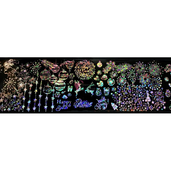 Folii de transfer cu modele de Craciun Negre Holografice F173